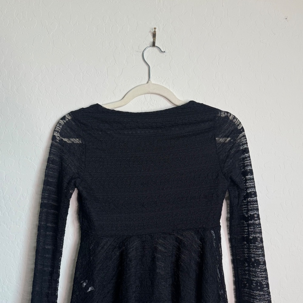 Frankee & Skylarr Black Lace Ruched Sweetheart Handkerchief Hem Top Whimsigoth - Picture 6 of 7